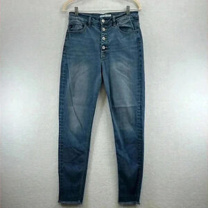 Kancan Ollie Jeans Sz 9/28 High Rise Ankle Skinny Buttonfly Raw Edge Hem KC8568D